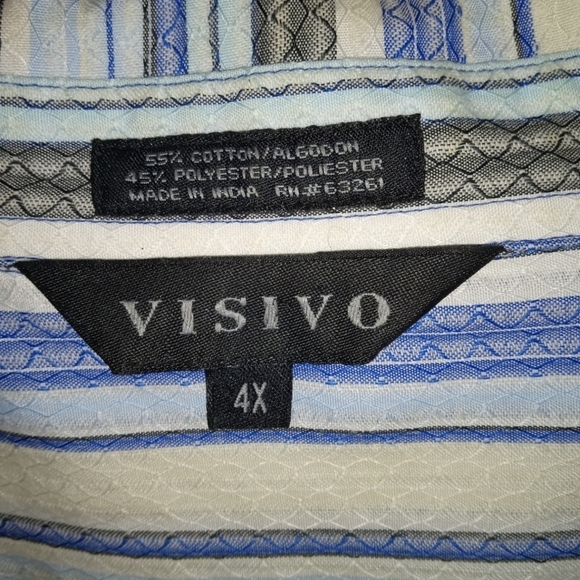 Casual Button Up Visivo Diagonal Striped Design Long Slve. Night Out Office 4X - Picture 5 of 8
